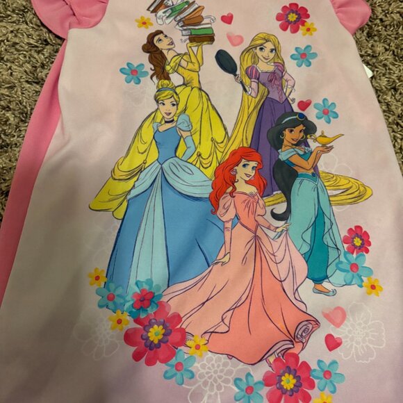Disney Princess Nightgown 4 Pink Ariel Rapunzel Jasmine Belle Cinderella Ruffle - Picture 2 of 3